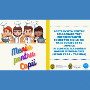 DGETS invită pentru colaborare toți reprezentanții societății civile, cei care doresc sa se implice in vederea elaborării noului MENIU-MODEL (sezon vară-toamnă)