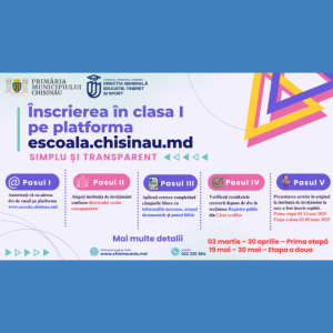 Procesul de înscriere și instrucțiunile de aplicare pentru clasa I pe platforma www.escoala.chisinau.md